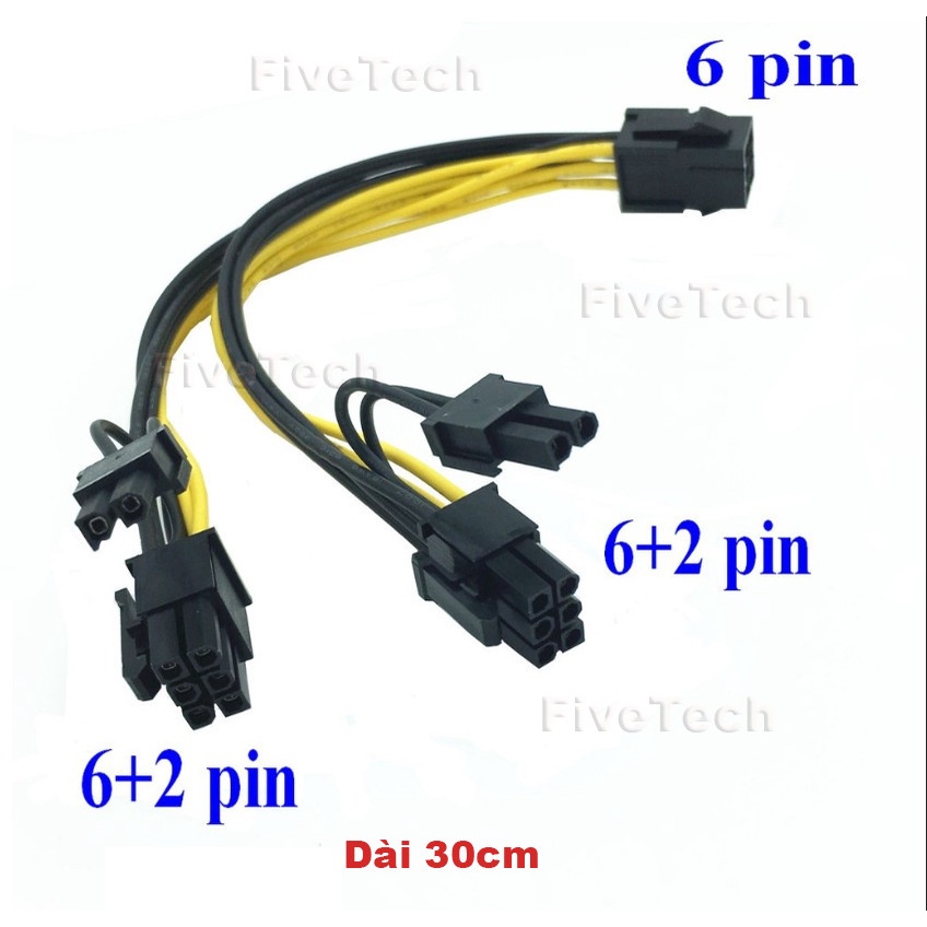Cáp Chia Nguồn Vga Pci-E 6-pin Sang 2x 8-pin/ 6 Pin ra 2 Đầu 8 Pin/ 6 Pin ra 2 X 8 Pin