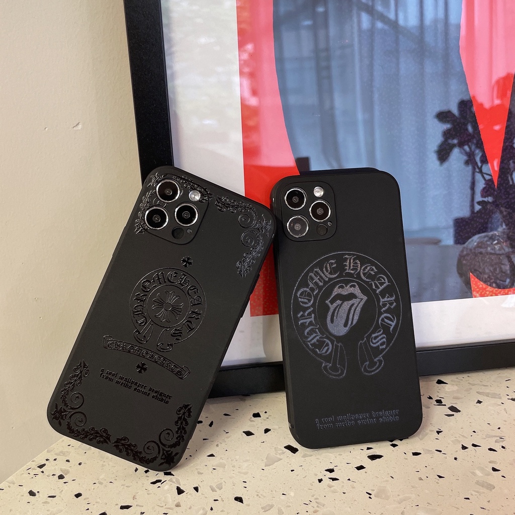 Ốp Lưng Iphone Cạnh Vuông C.Hro.me H.earts,  BVC ,BVC Iphone5/5s/6/6plus/6s/6splus/7/7plus/8/8plus/x/xr/xs/11/12/pro/
