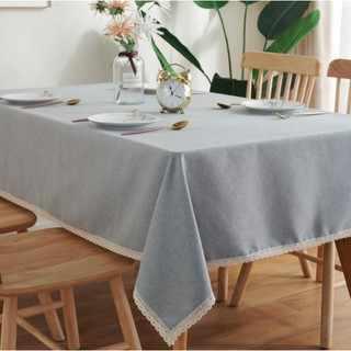 Khăn trải bàn Vintage Xám viền trắng