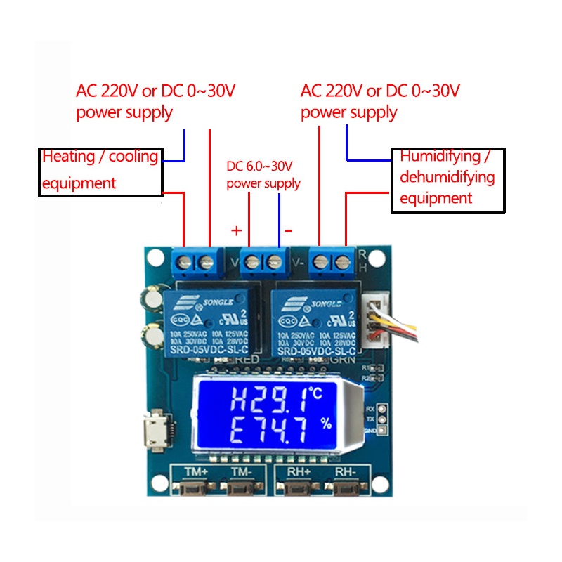 Mô Đun Điều Khiển Nhiệt Độ Ẩm Xh-M01 DC 12V