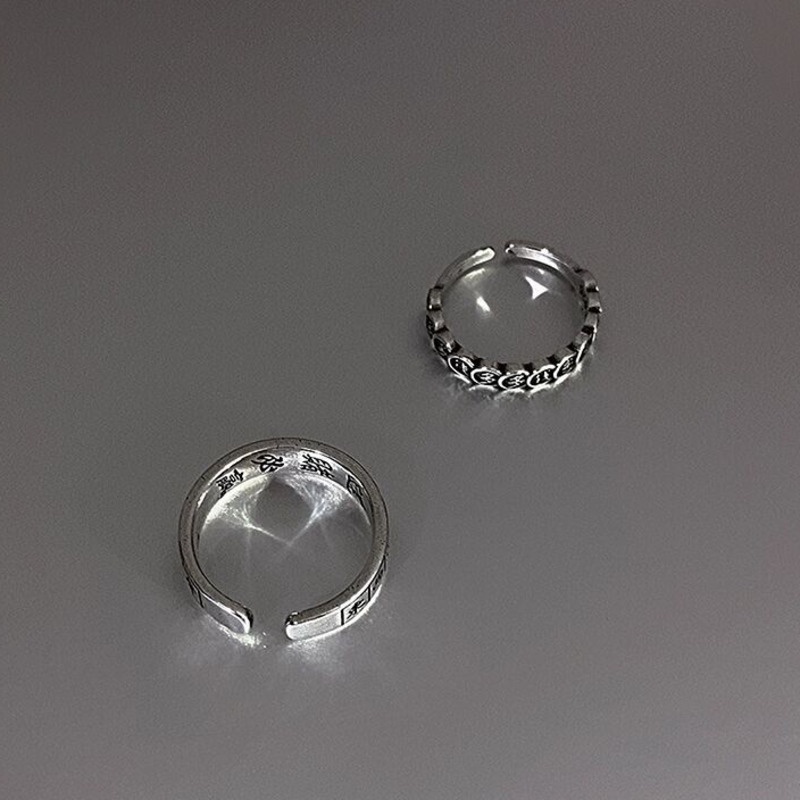 Nhẫn 19A1412 họa tiết mạt chược may mắn thiết kế có thể điều chỉnh được thời trang cổ điển