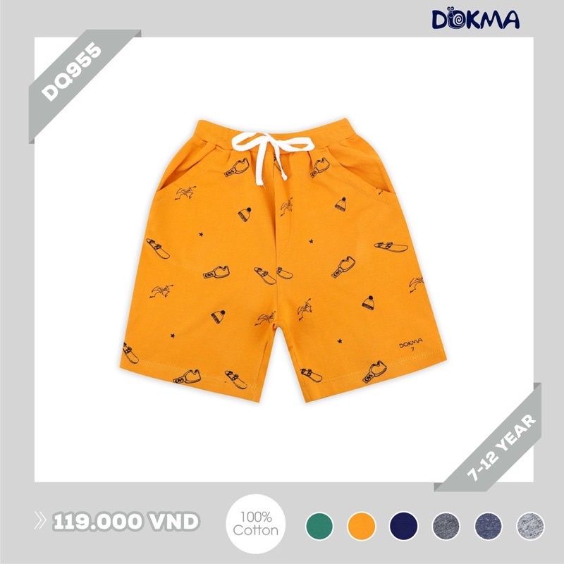 Quần short bé trai Dokma chất cotton da cá 7-12Y DQ955