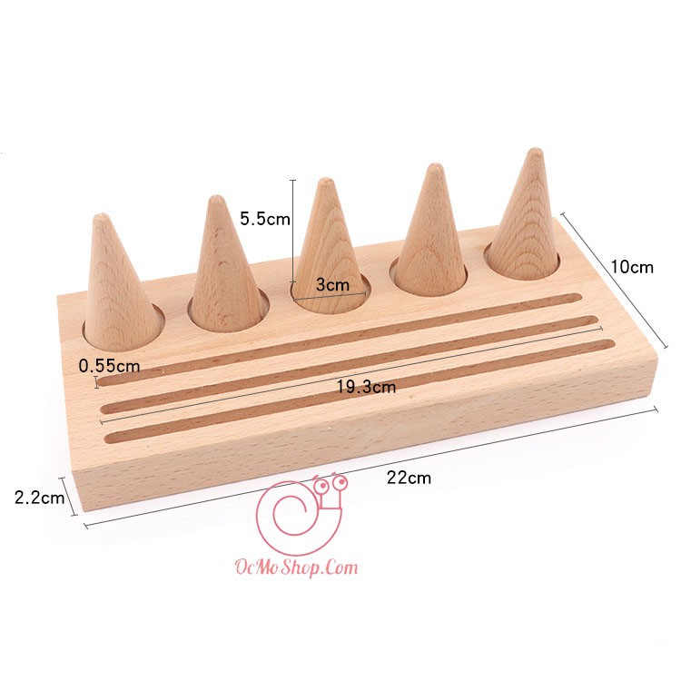 Khay trưng bày trang sức hình nón bằng gỗ soài cao cấp