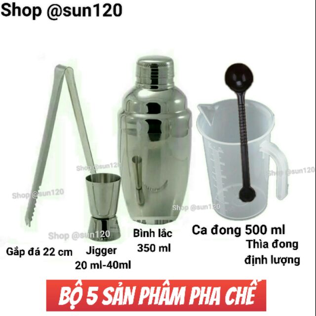 Bộ 5 sản phẩm định lượng pha chế trà sữa cocktail trà sữa inox chuẩn xác IX02