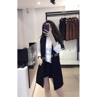 Set áo vest đen + quần short đen + áo sơ mi trắng