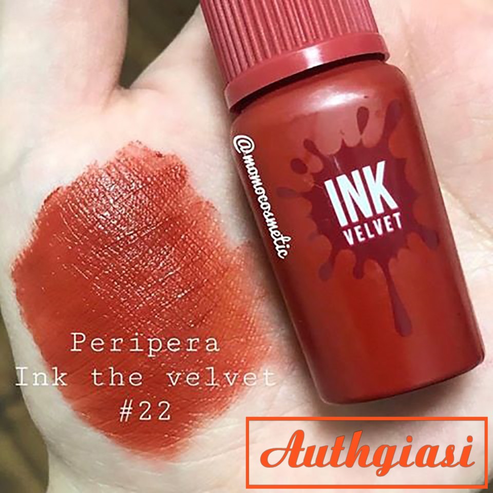 Son Peripera Ink Velvet Màu Mới 22 Cam Cháy và 12 Hồng Đào lên màu cực chuẩn