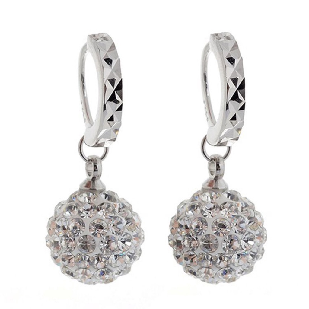 Cặp khuyên tai thiết kế dạng tròn đính đá lấp lánh sang trọng quý phái dành cho nữ