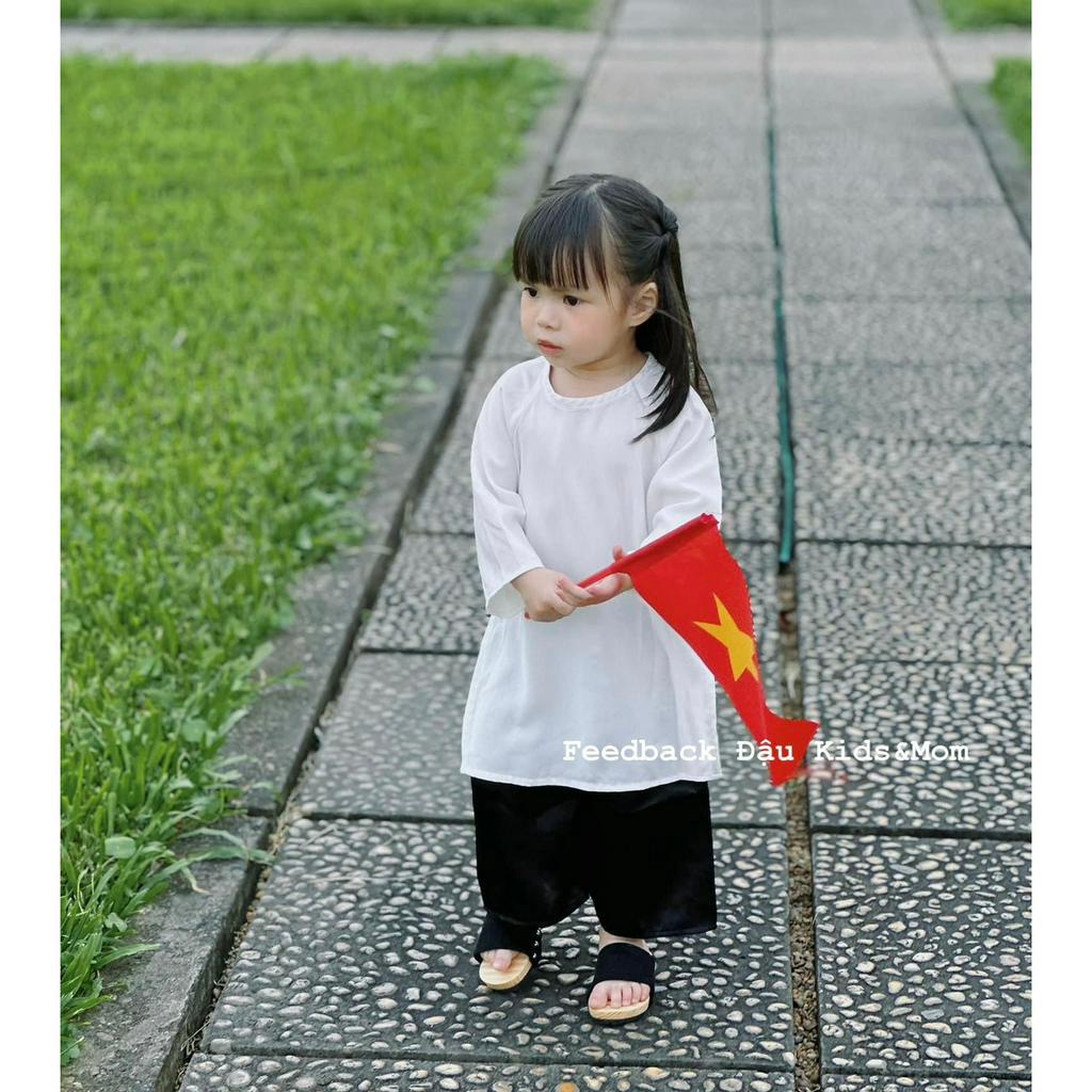 Áo Dài Trắng Chất Lụa Cho Bé Gái - Đậu Kids&Mom