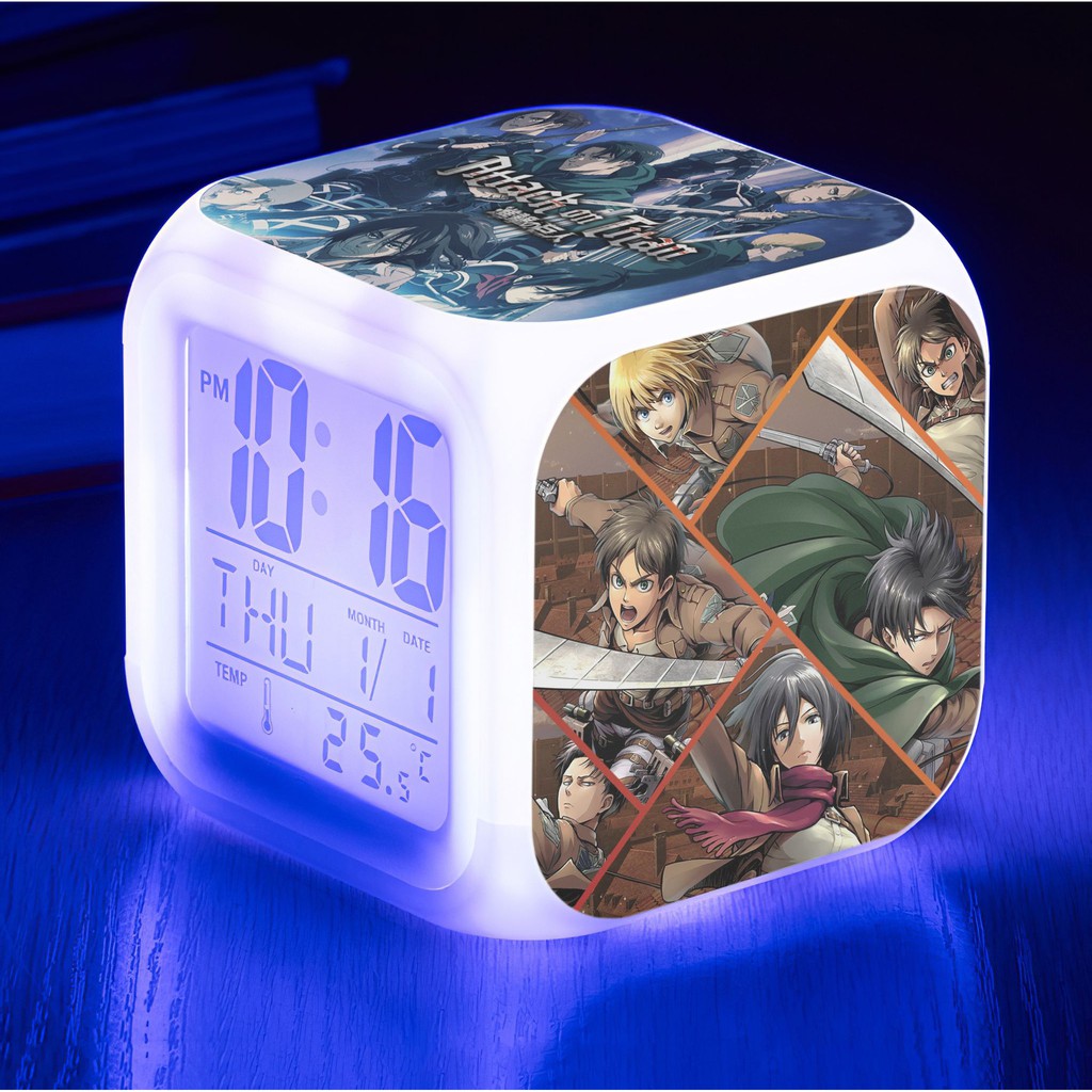 Đồng hồ LED báo thức Attack On Titan (tặng kèm pin)