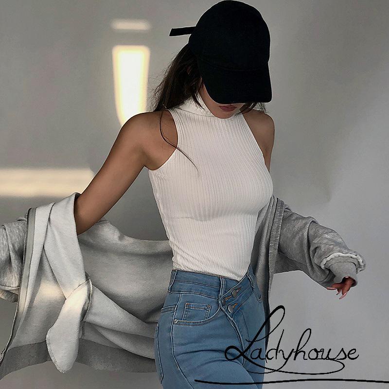 Áo Tank Top Cổ Cao Không Tay Màu Sắc Thời Trang Mùa Hè Sành Điệu Cho Nữ