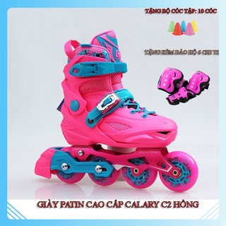 Giày Trượt Patin Cao Cấp Calary C2 Hồng + Tặng kèm mũ, bảo hộ chân tay và cốc tập