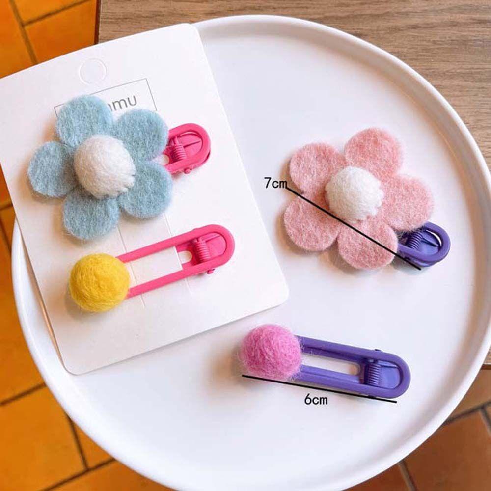 Bộ 2 Kẹp Tóc Hình Hoa Bằng Vải Nỉ Thời Trang Thu Đông Hàn Quốc Cho Bé