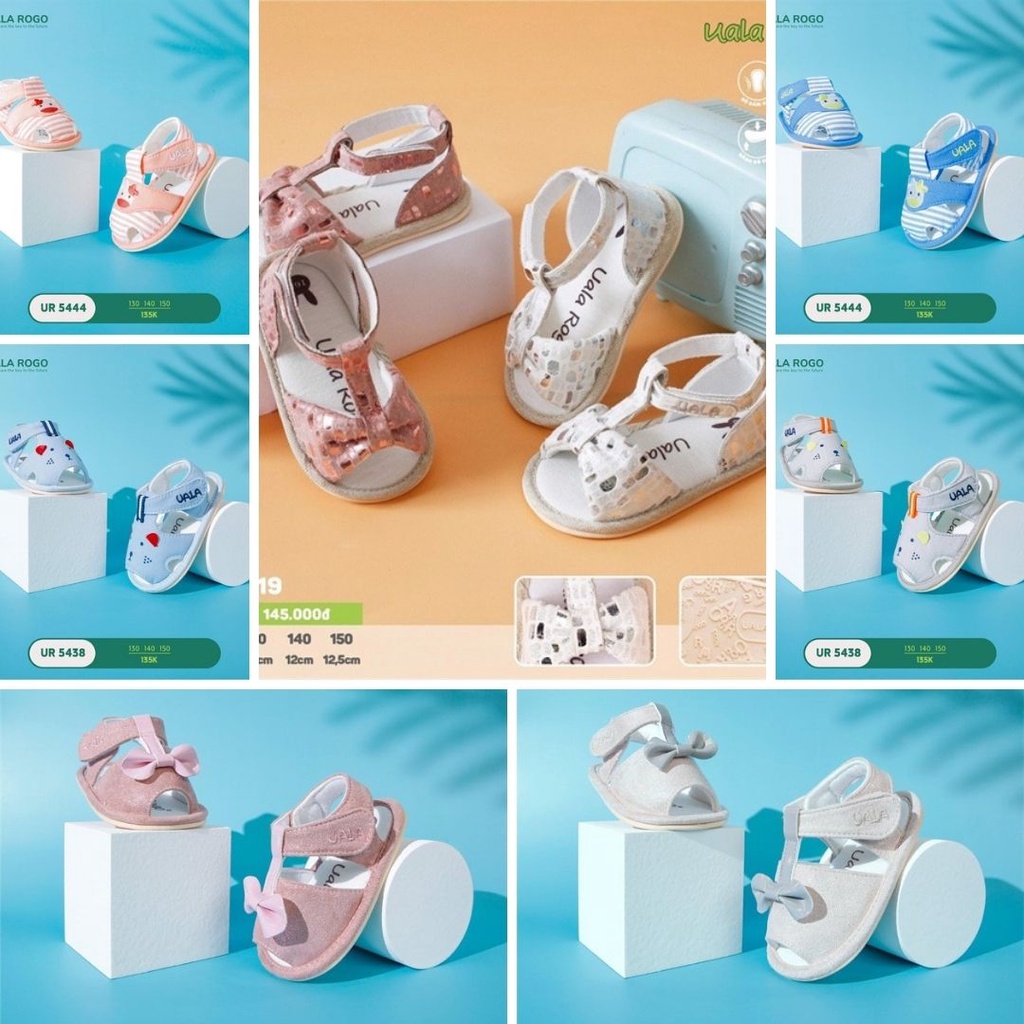 Full Giày tập đi Uala Rogo Hình con vật dễ thương đế cao su chống trượt cho bé dưới 3 tuổi đủ màu - Mebistore
