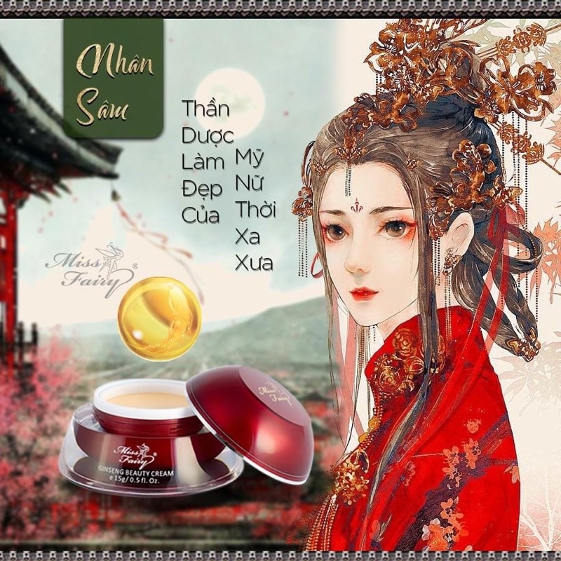 Kem MISS FAIRY Nhân Sâm Đỏ 15g - Dưỡng Trắng - Ngừa Lão Hóa - Xóa Nếp Nhăn - Phục Hồi Tái Tạo Da