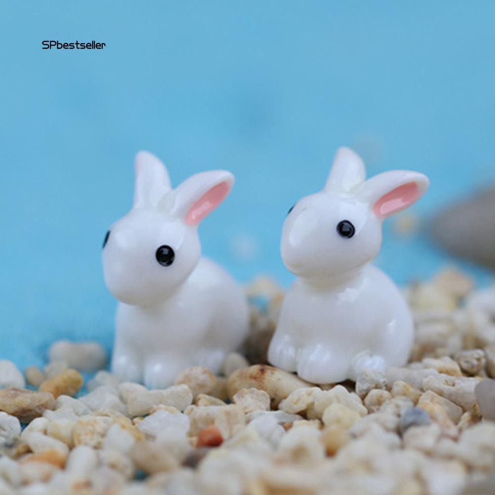 Set 10 tượng mô hình chú thỏ bằng nhựa trang trí tiểu cảnh