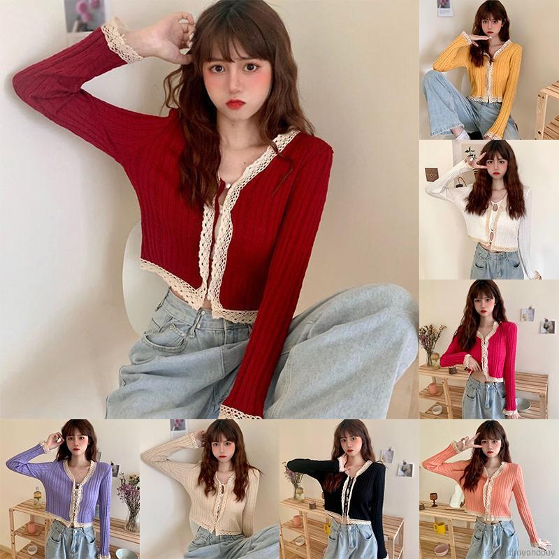 Áo Khoác Cardigan Dệt Kim Phối Nút Ngọc Trai Xinh Xắn Cho Nữ
