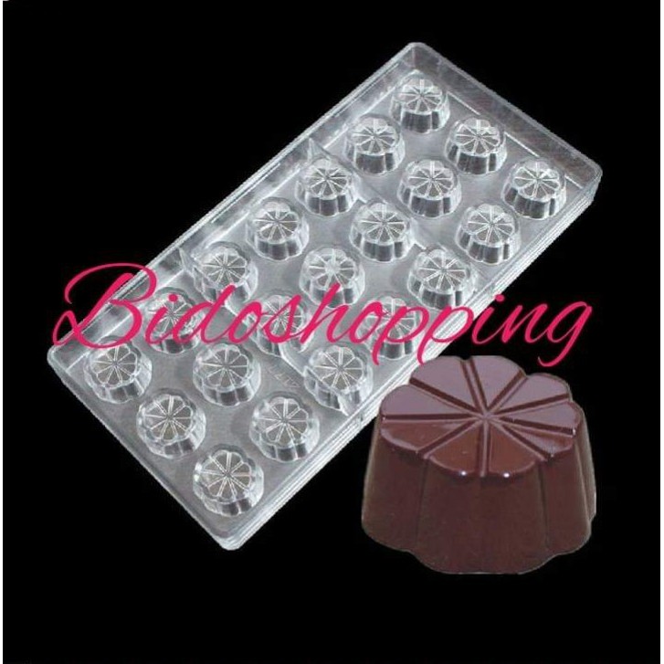 Khuôn socola sô cô la nhựa cứng hoa 8 cánh 2177
