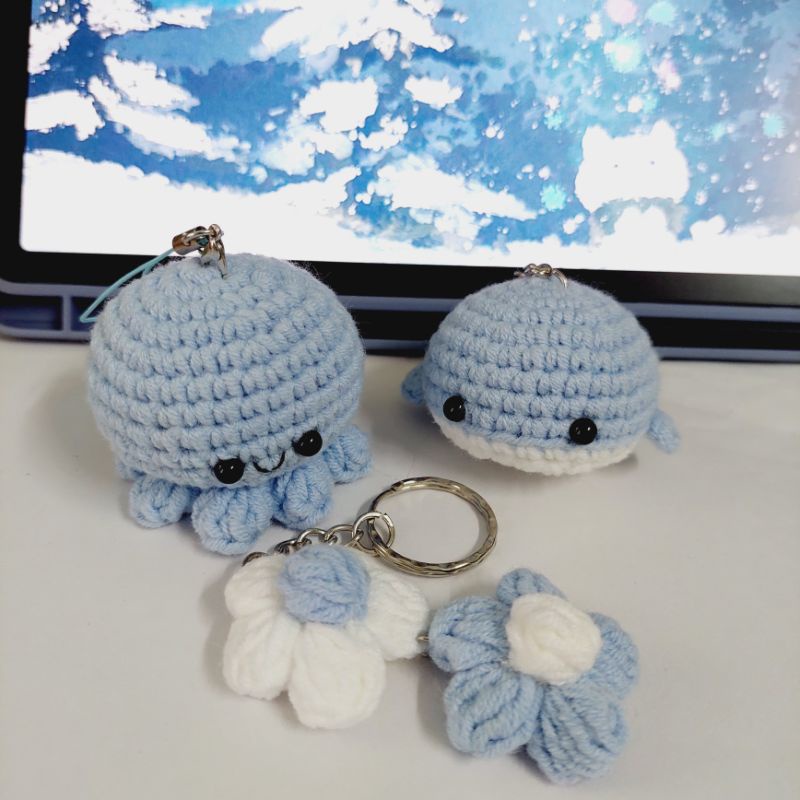 Móc khóa bạch tuộc mini móc len - Amigurumi mini octopus 🐙