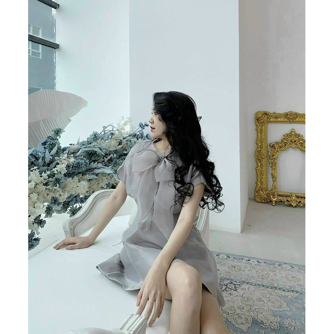 đầm tơ nơ ngực