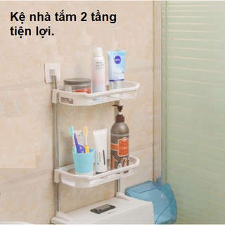 Kệ nhựa 2 tầng tiết kiệm diện tích dành cho phòng tắm, toilet, kệ gia vị trong phòng bếp (Giao màu ngẫu nhiên)