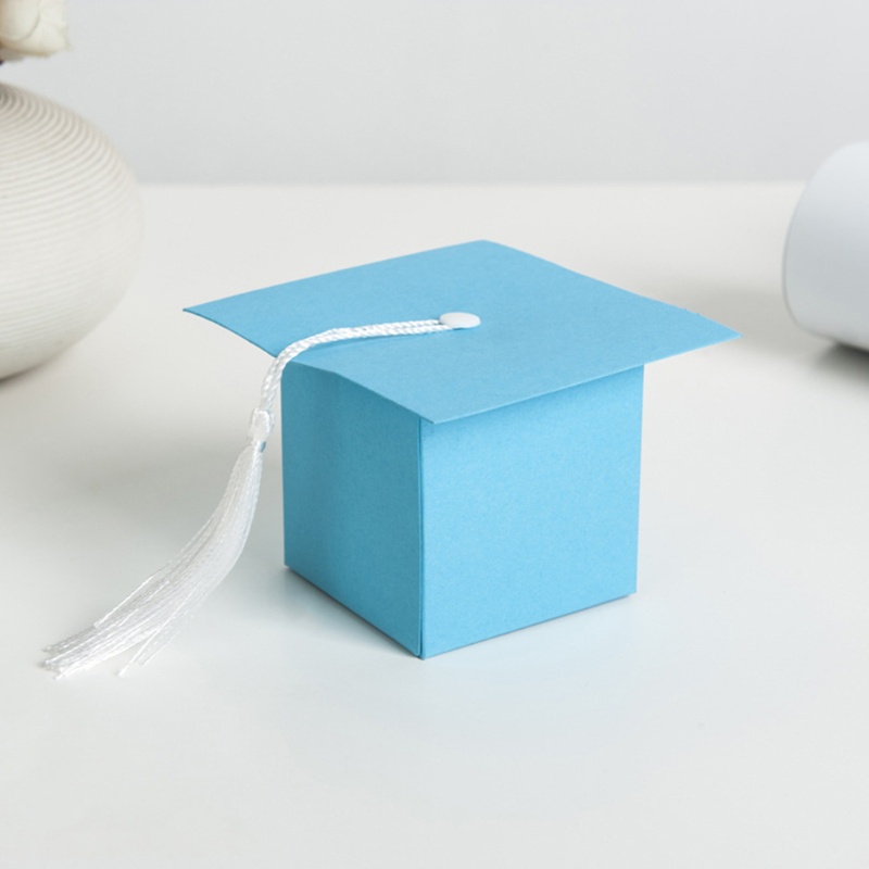 Set 24 Hộp Giấy Đựng Kẹo Tốt Nghiệp Màu Trắng Đen Xanh