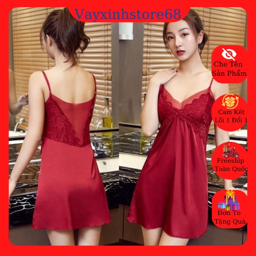 Váy Ngủ Hai Dây Phối Ren Có Đệm Ngực 5056 Siêu Đẹp💎💎💎