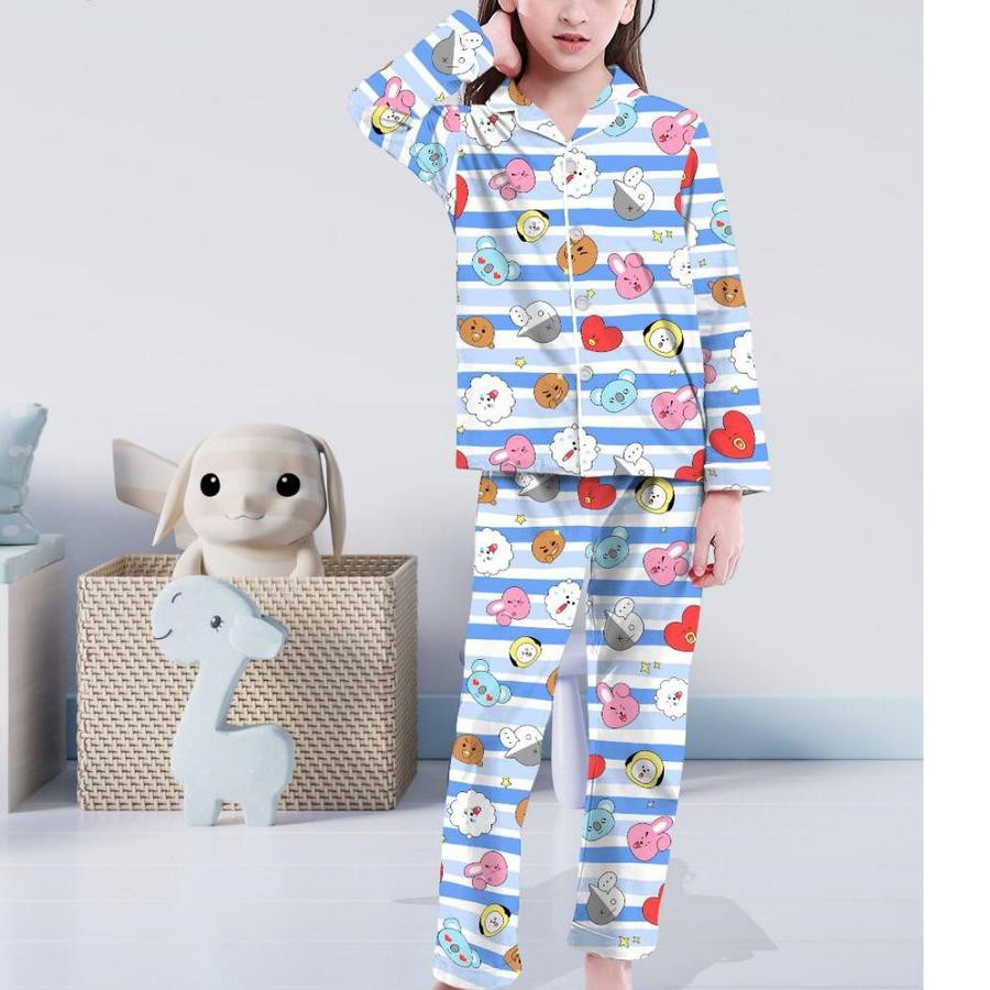 Bộ Đồ Ngủ Pijama In Hình Bt21 Đáng Yêu Cho Bé