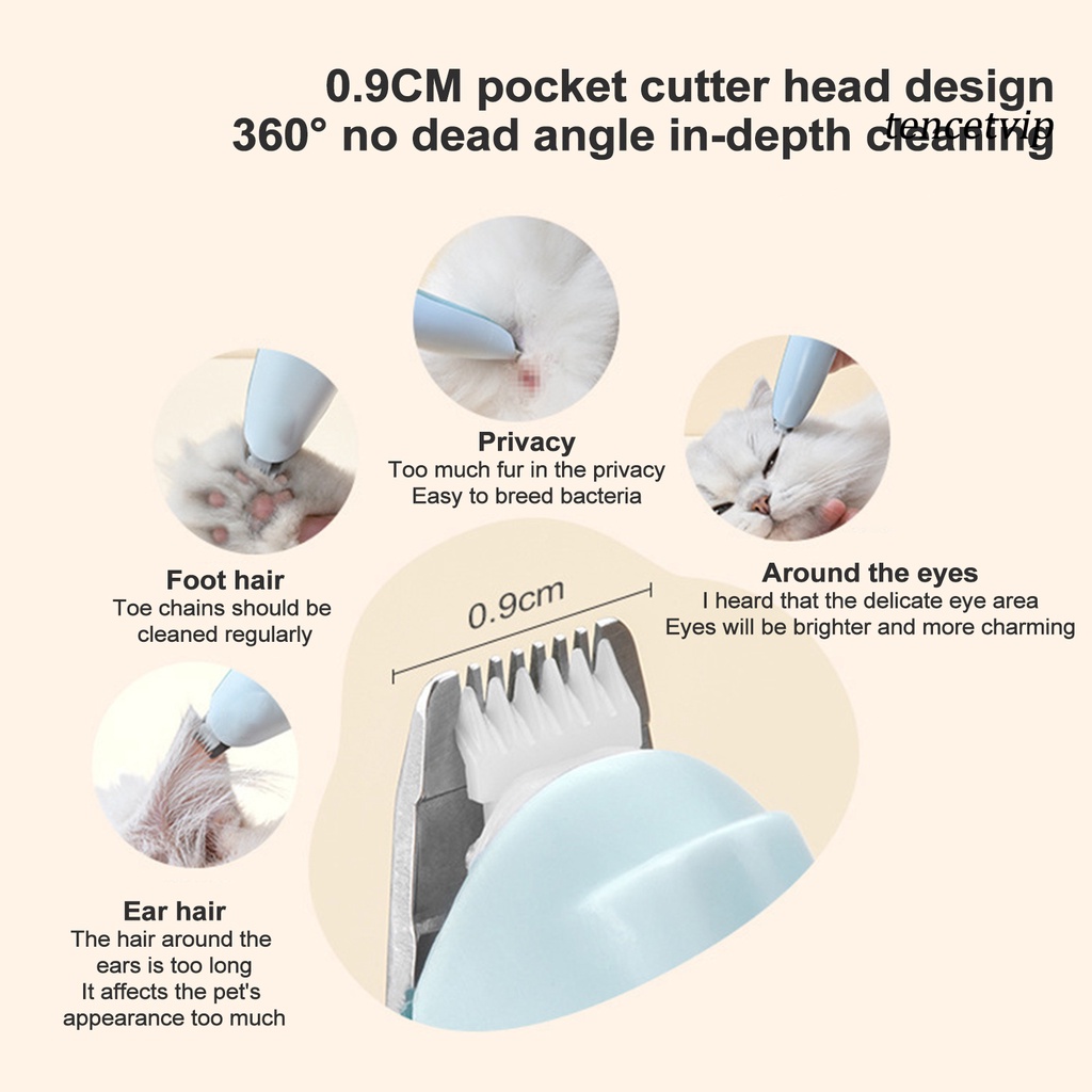 Tông Đơ Tỉa Lông Cho Thú Cưng Thiết Kế Xoay 360 Độ Sạc USB Tiện Dụng