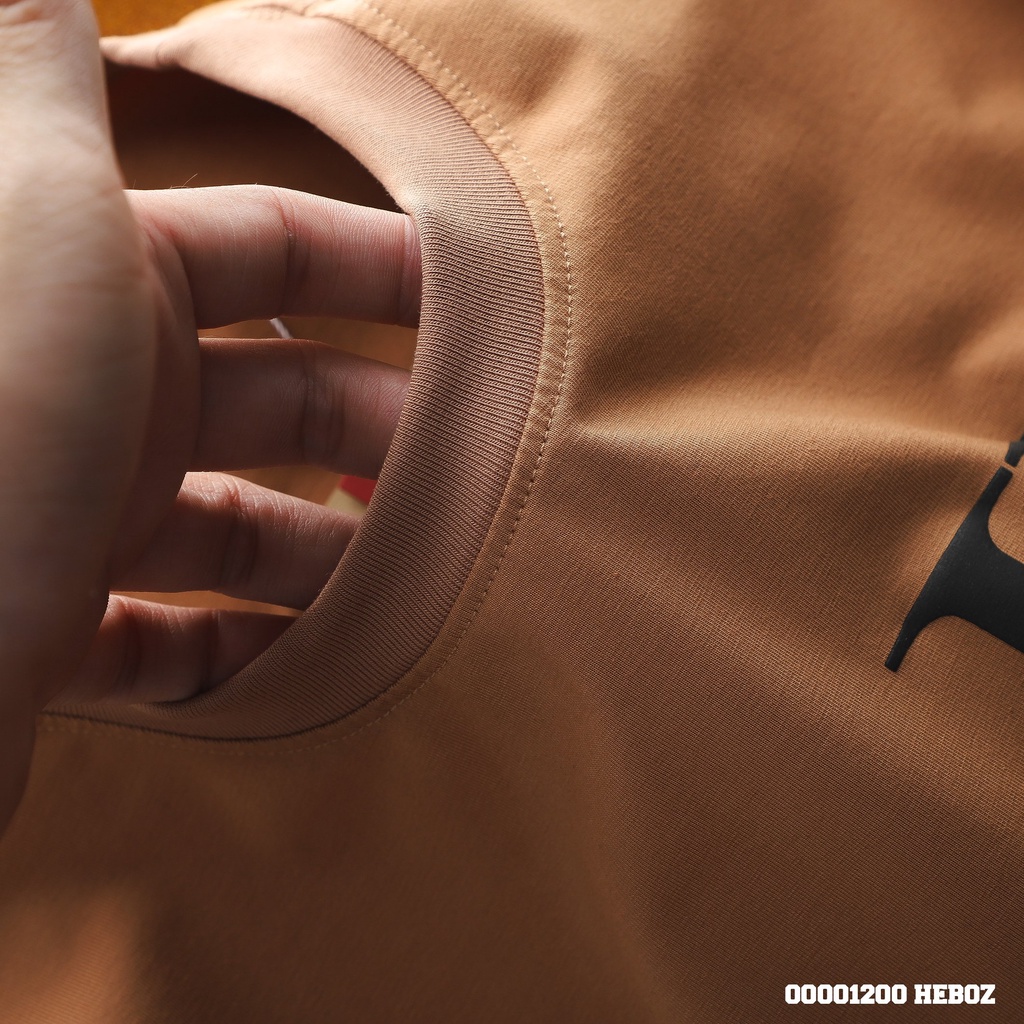 Áo thun nam Heboz in chữ denim 3M, cotton 4 chiều cao giãn, thoáng mát - 00001200