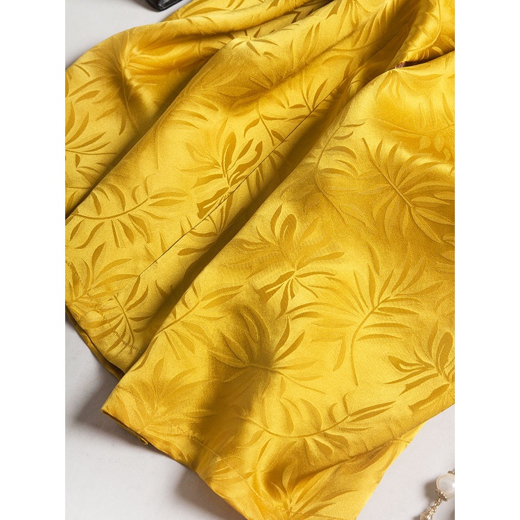 LQLương Tâm Giá Hồng Kông Nặng SATIN LỤA Jacquard Thẳng Tính Khí Của Phụ Nữ Quần Lụa Tơ Tằm Quần Baggy Lưng Cao