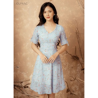 Đầm nữ họa tiết nơ tay gumac ms12916_xanh