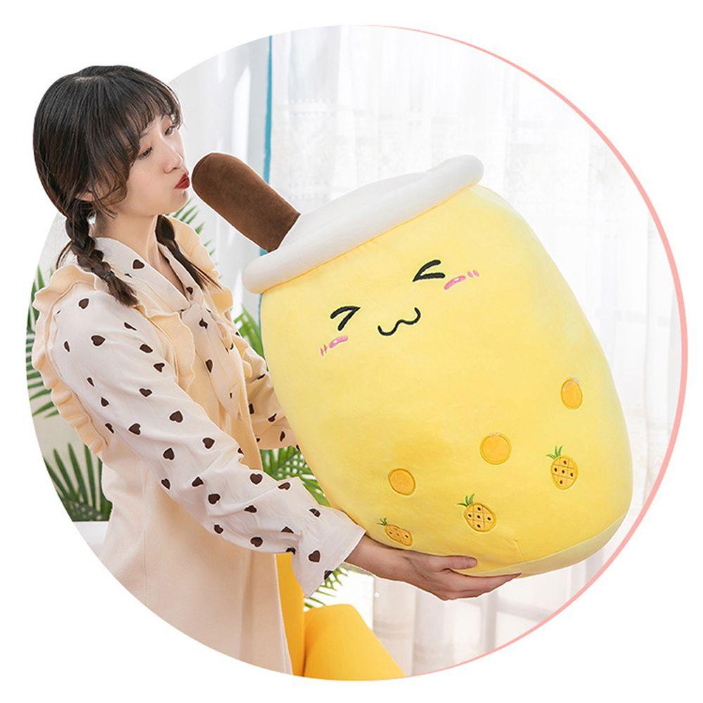 Thú Nhồi Bông Mềm Mại Hình Ly Trà Sữa Có Giác Hút Trang Trí Nhà Cửa