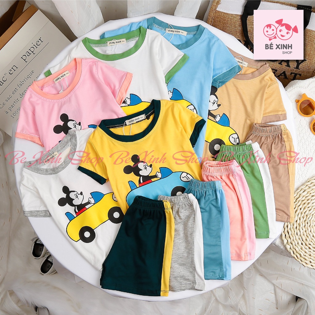 Bộ cộc tay quần áo bé trai bé gái Minky Mom [Sale Xã hàng] Bộ mặc nhà cho bé gái trai quần áo trẻ em thun lạnh MICKEY