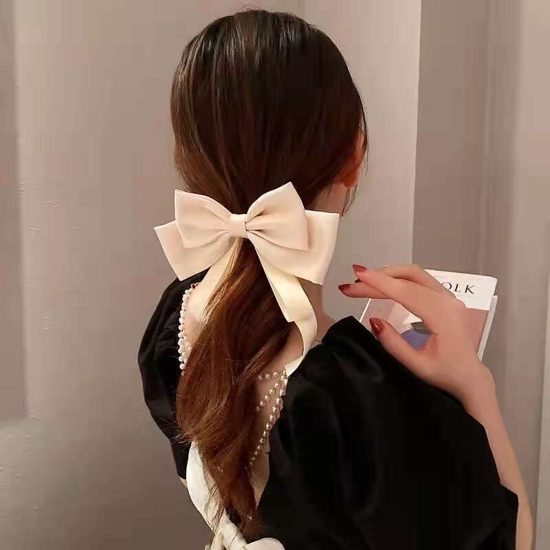 Kẹp Tóc Nơ Satin Dài Cỡ Lớn Thời Trang Xinh Xắn