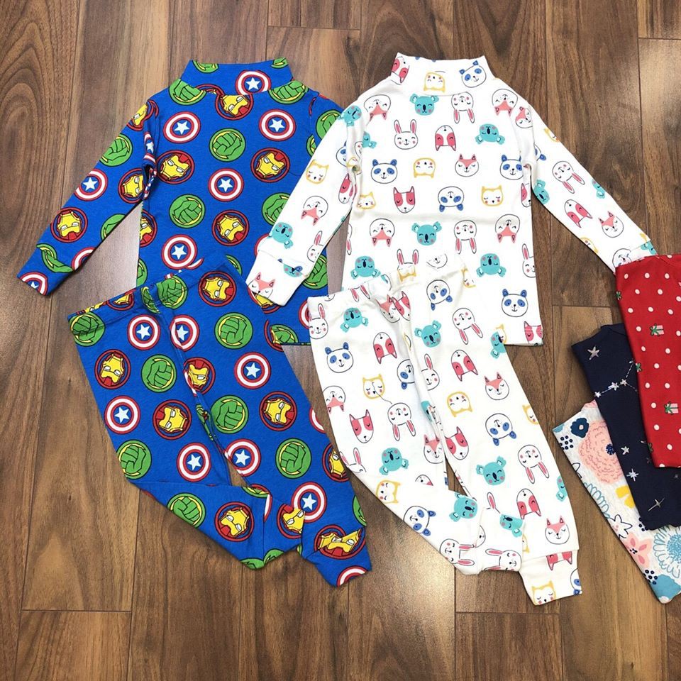 Bộ quần áo bé trai bé gái thun cotton borip gymboree cổ 3cm dài tay giữ nhiệt Hàng xuất dư loại 1