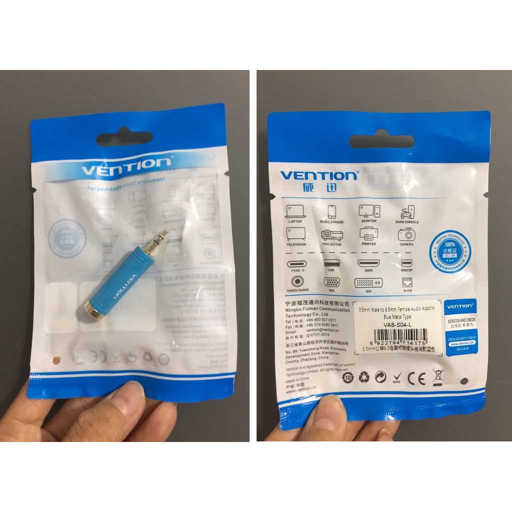 Đầu chuyển audio 3.5mm Male ra 6.5mm Female Vention VABS04