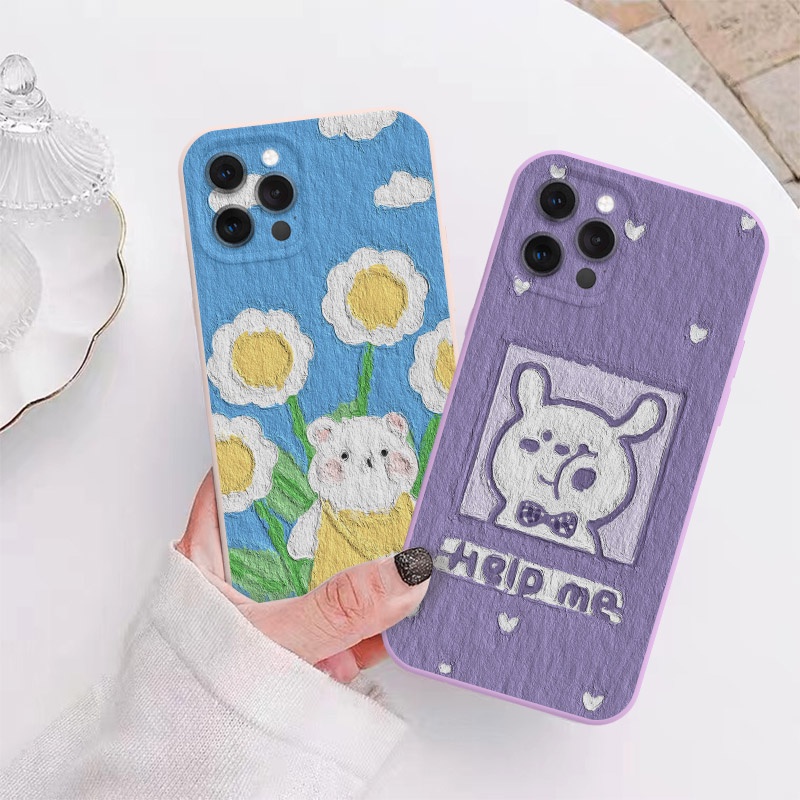Ốp Điện Thoại In Hình Gấu Bông Hoa Cho iPhone 6S 7 8 Plus x xr xs Max se 2020 11 12 13 Pro Max