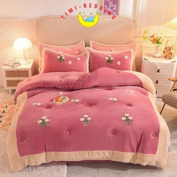 Chăn lông thỏ hoa cúc dày cao cáp chính hãng nhập khẩu kích thước 200 x 230 cm, nặng 4,5 kg - Timibedding