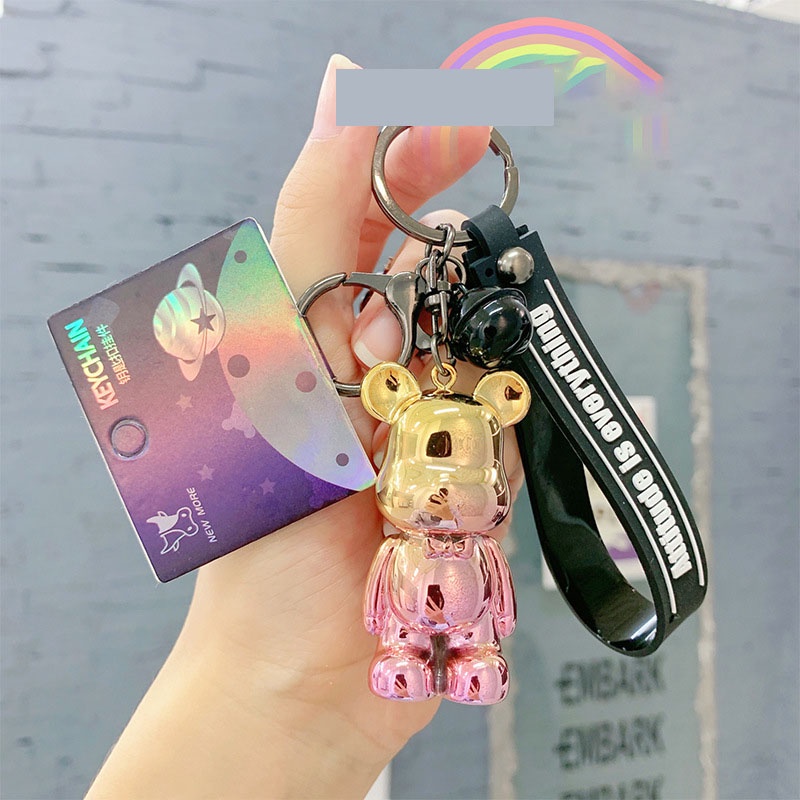 Móc khóa Bearbrick bóng loang màu độc đáo chất liệu PVC quà tặng bạn bè trang trí balo túi xách -Ráp