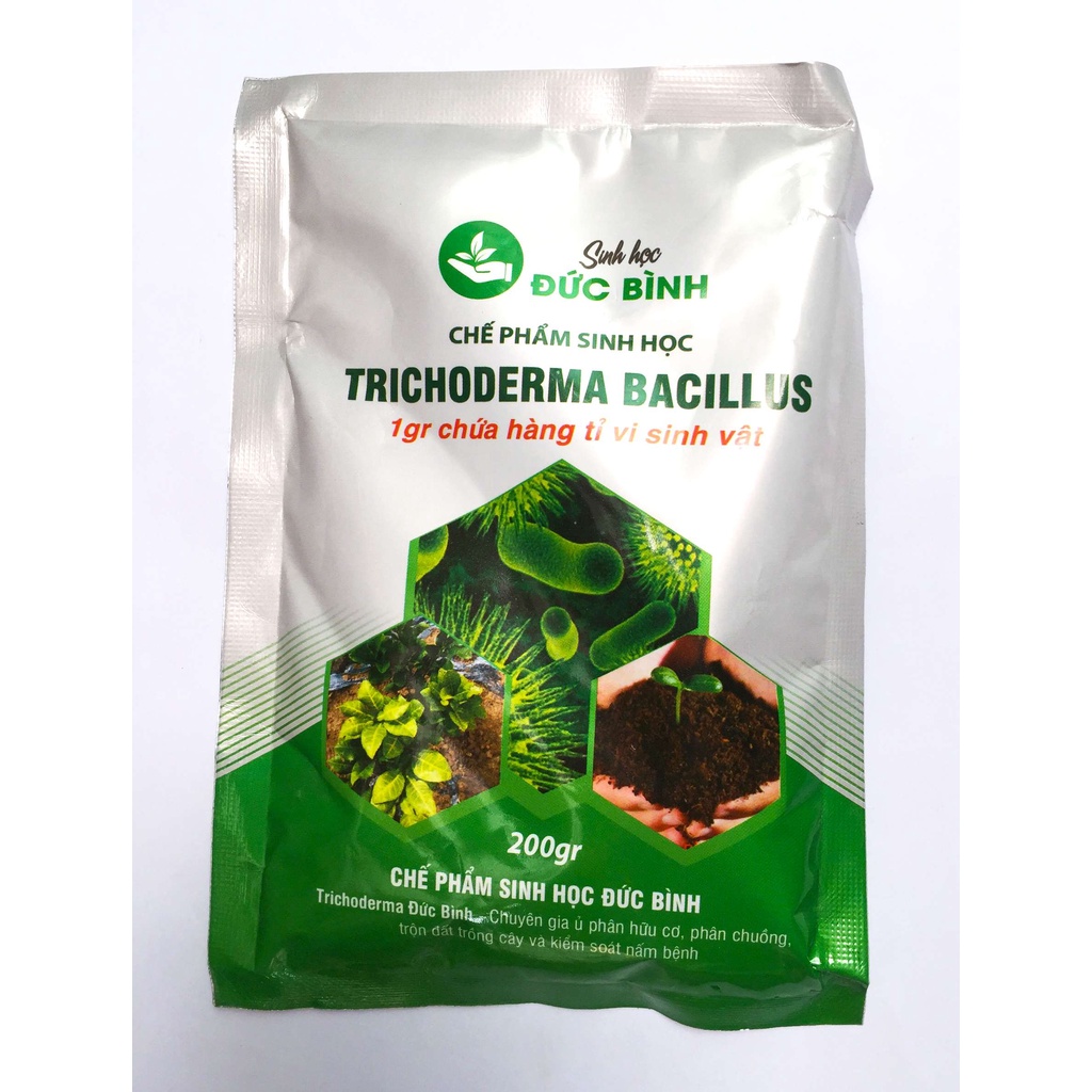 NẤM ĐỐI KHÁNG TRICHODERMA BACILLUS 200g ( Chuyên dùng để ủ phân hữu cơ và kiểm soát nấm bệnh)