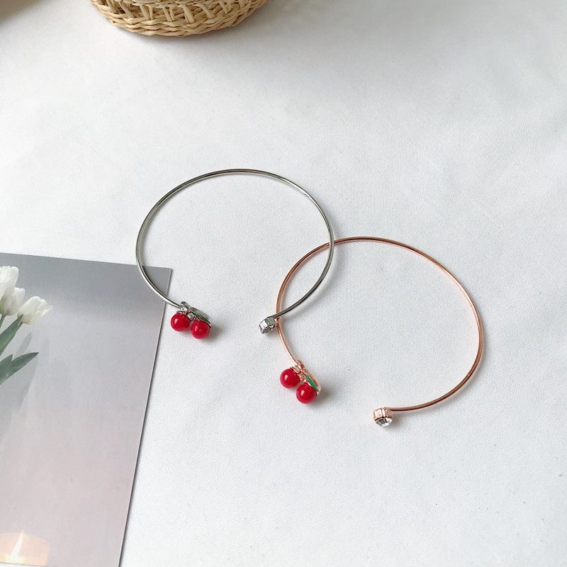 Vòng tay nữ mạ bạc S925 - Lắc tay nữ mạ bạc Ý Double Cherry dễ thương, xinh xắn ZaZa accessories