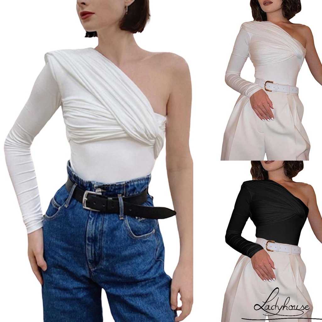 Bộ áo liền quần một dây tay dài màu trơn thời trang cho nữ | BigBuy360 - bigbuy360.vn