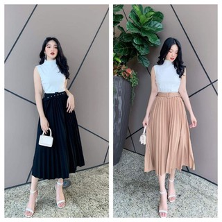 FASHIONHOT27 Chân váy xoè dáng dài kèm đai về 2 mầu