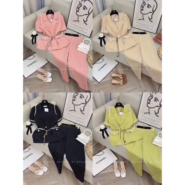 Set áo vest quần baggy kèm đai nt closet