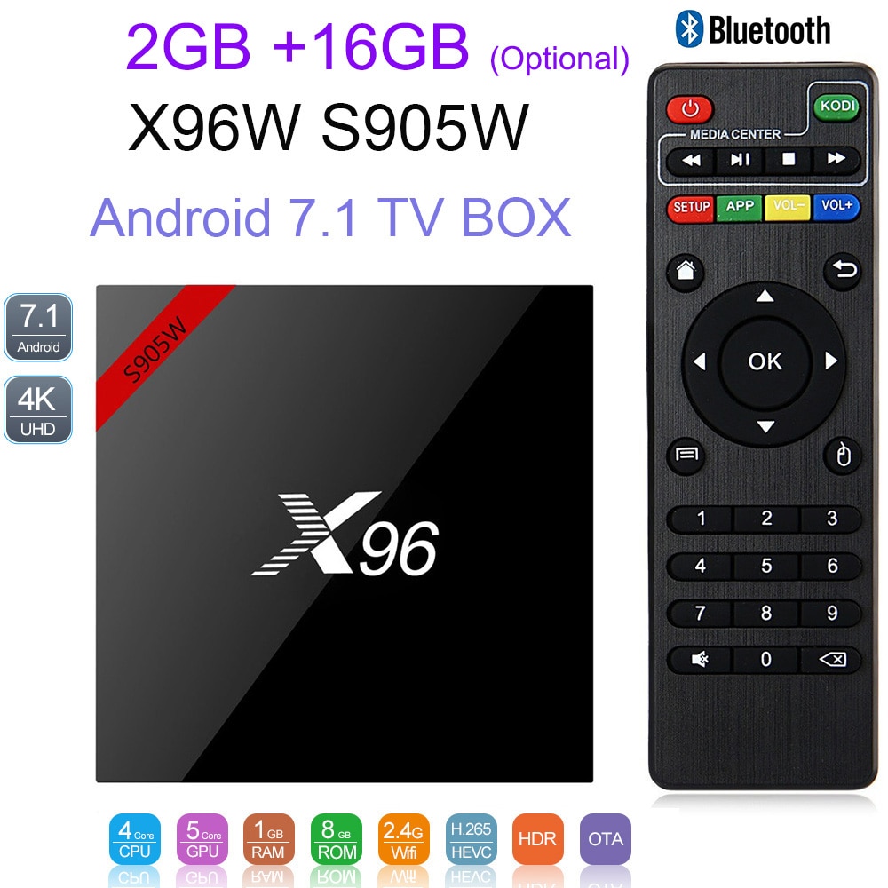 Hộp Tv Box X96W Android 7.1 Amlogic S905W 2g 16g Bluetooth 2.4ghz Wifi Hd 4k Kèm Phụ Kiện