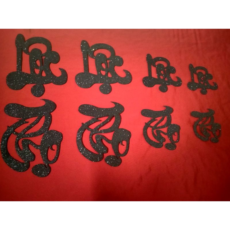 chữ xốp nhũ thư pháp( đen,đỏ và vàng)-loại ko keo