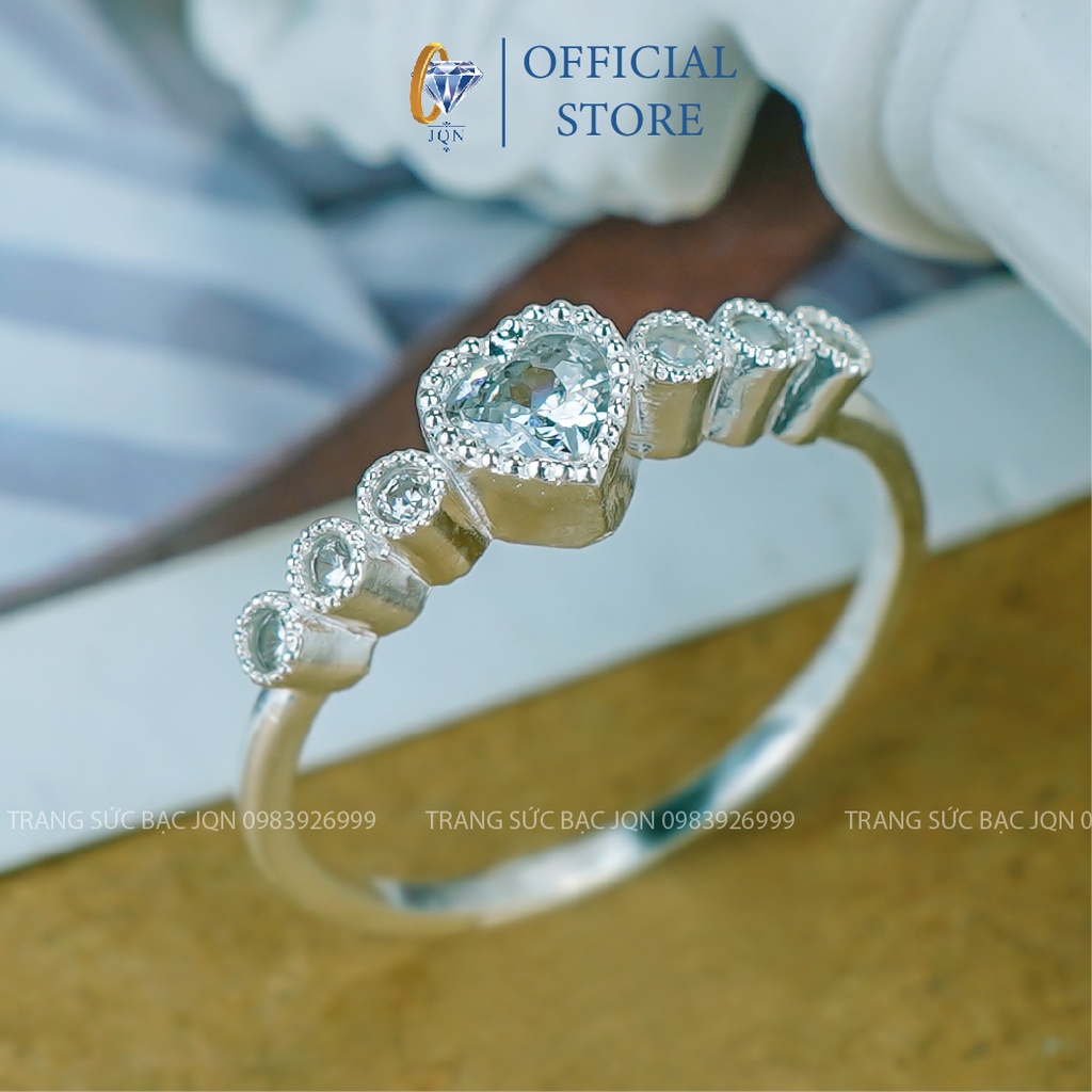 Nhẫn Bạc Nữ JQN Nhẫn Đính Đá Nhỏ Trái Tim N31