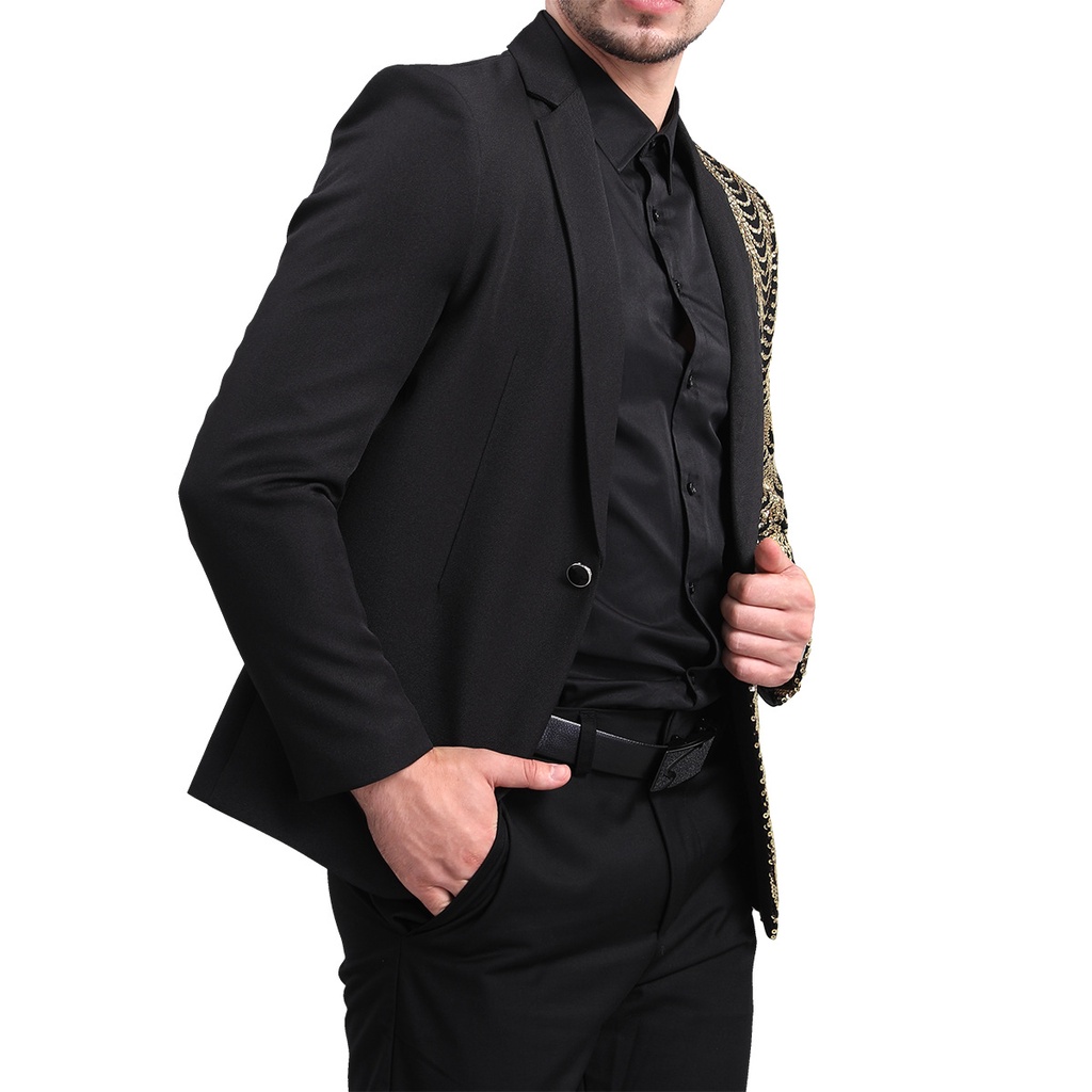 Áo Khoác Blazer Đính Kim Sa Họa Tiết Chim Công Thời Trang Cho Nam