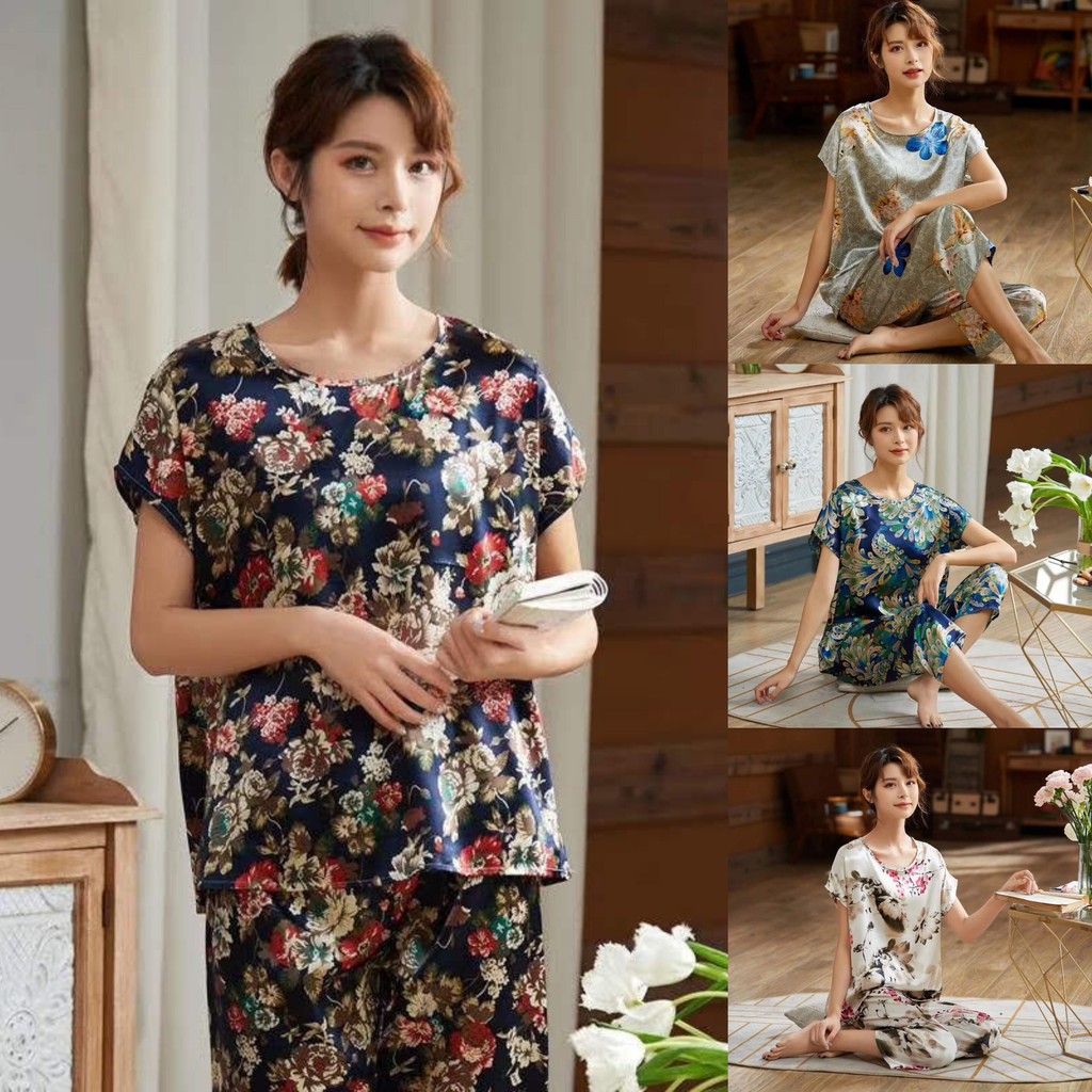 Đồ Bộ Lụa Satin Họa Tiết Cao Cấp đủ size