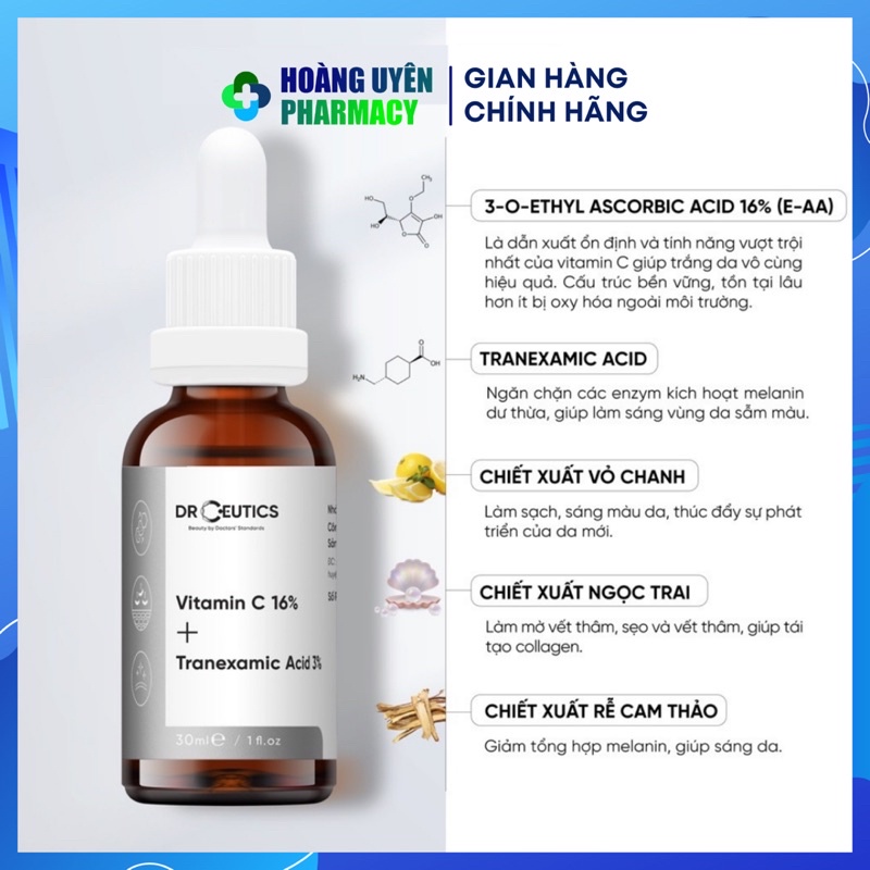 Serum Drceutics Sáng Da Chứa Vitamin C 16% Và Tranexamic Acid 3%